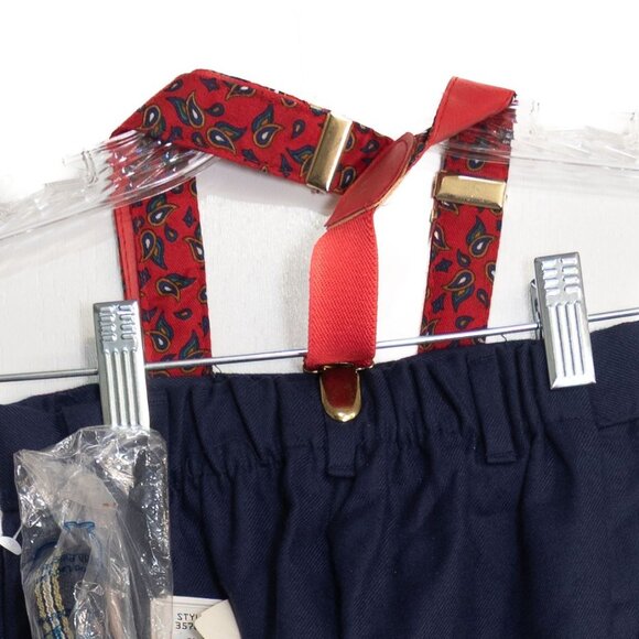 Good Lad Size 6 Boys Navy Pants With Red Paisley Suspenders - Picture 6 of 8